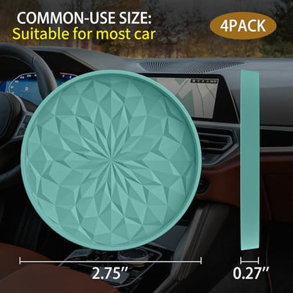 Car Coasters for Cup Holders [4 Pack] - 2.75in Silicone Auto Mug Mats - Universal Non-Slip Recessed Car Interior Accessories Teal Blue - color: 4pack-teal Blue