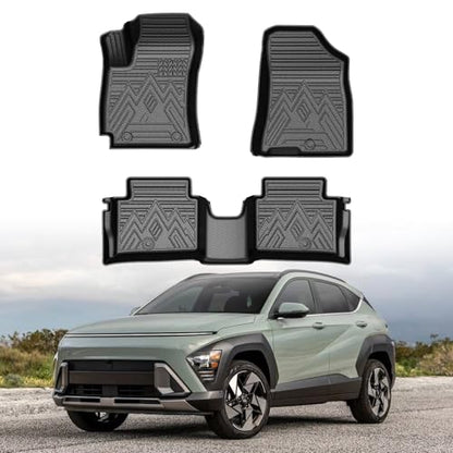 Mixsuper Floor Mats for Hyundai Kona 2024 2025 2026 SE | SEL | N LINE | Limited (Not for Kona Electric) All Weather Floor Liners Durable 1st and 2nd Row Set Black