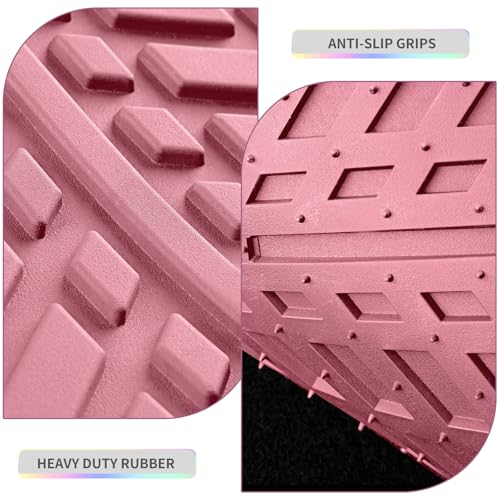 PIC AUTO All Pink Car Floor Mats, Aluminum-Molded with Full-Circle Iridescent Inlay Strip Car Mats, Universal-Fit Rubber Mats for Cars, Trucks & SUVs, All-Weather, Non-Slip, Easy-to-Clean Interior Mat - color: All Pink