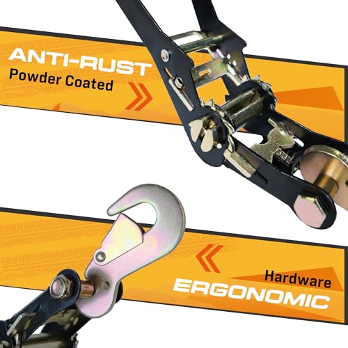 Adjustable Vehicle Tire Tie Down Straps Kit– 4pk Heavy Duty Tire Straps with Snap Hooks 10,000 lbs. Working Load 3333 lbs. Lasso 4 x Tow Strap Kit for Car, Truck, ATV Towing Accessories