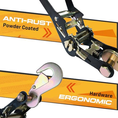 Adjustable Vehicle Tire Tie Down Straps Kit– 4pk Heavy Duty Tire Straps with Snap Hooks 10,000 lbs. Working Load 3333 lbs. Lasso 4 x Tow Strap Kit for Car, Truck, ATV Towing Accessories