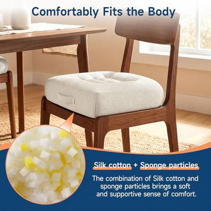 Car Booster Seat Cushion for Adults,Memory Foam Heightening Wedge Seat Pad,Elevated Chair Cushion to Improve Driving Vision(15.7×15.7×5.9inch,White)