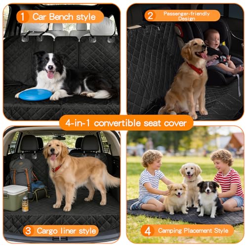Dog Car Seat Cover for Rear Seat, Waterproof & Scratch-Proof Pet Seat Protector, Nonslip Car Seat Cover for Dogs, Universal Fit for Cars, Trucks & SUVs, Standard Size - size: Black Rear Seat Cover