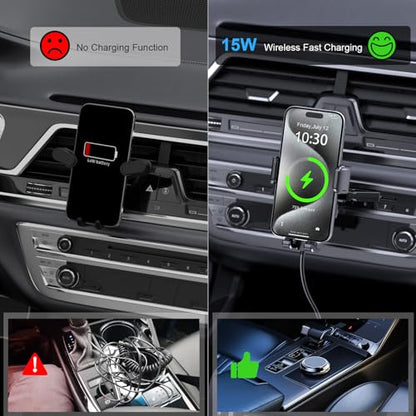 Wireless Car Charger, MOKPR 15W Fast Charging Auto Clamping CD Slot Air Vent Car Phone Holder with LED Light Car Charger for iPhone 16/15/14/13/12 Pro Max Plus, Samsung S23/S22/S21,etc - style: CD Slot Mount
