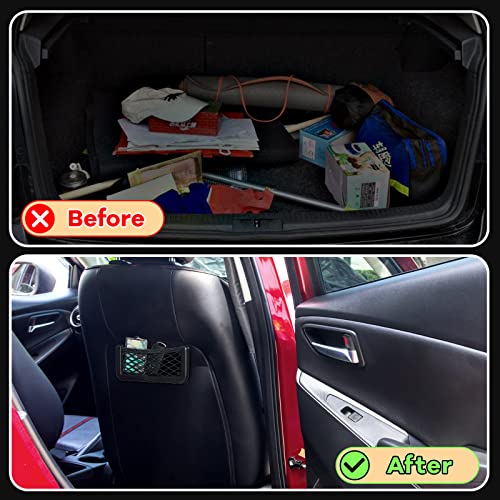 Frienda 2 Pcs Car Storage Net Bag, ABS Plastic Framed Mesh Net Holder, Phone & Cargo Organizer with Screws for Auto, Rv, Boat, Truck Pocket Storage (6.7 x 3.15 Inch)