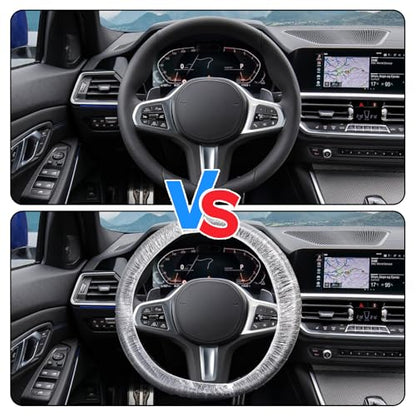 100PCS Disposable Steering Wheel Covers,Disposable Steering Wheel Protector with Elastic, Applicable to Cars, Trucks, Vans (100)
