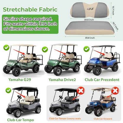 10L0L Golf Cart Seat Covers, Super Comfort Cooler Than Vinyl Seat Cover, Front and Rear Seat Cover for Yamaha EZGO Club Car, No Drilling Breathable Mesh Bench Seat Blanket, Machine Washable - color: Dark Gray + Beige, style: Front Seat - For Yamaha & Club