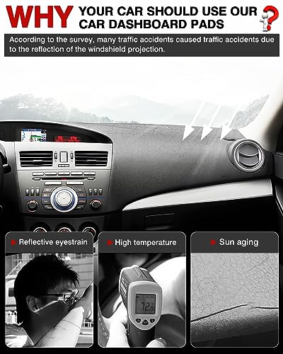 Autorder Dashboard Cover Mat for 2010-2013 Mazda 3 Sedan/Hatchback/MazdaSpeed3 Accessories Dash Cover Flannel Dash Mat Sunshade Glare UV Rays Protector - size: 2010-2013 Mazda 3