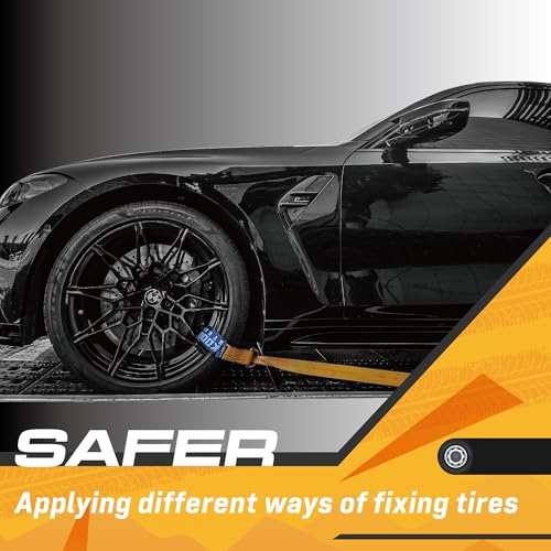 Adjustable Vehicle Tire Tie Down Straps Kit– 4pk Heavy Duty Tire Straps with Snap Hooks 10,000 lbs. Working Load 3333 lbs. Lasso 4 x Tow Strap Kit for Car, Truck, ATV Towing Accessories