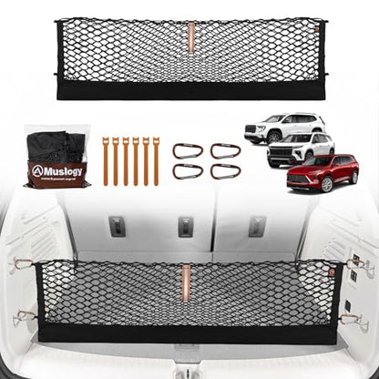 Truck Bed Cargo Net Trunk Netting Compatible with 2024-2026 GMC Acadia | Chevy Traverse | 2025+ Buick Enclave Accessories, Pickup Cargo Organizer SUV Sedan Storage Net w/Heavy Duty Carabiners - style: 2024+ Acadia & Traverse & Enclave
