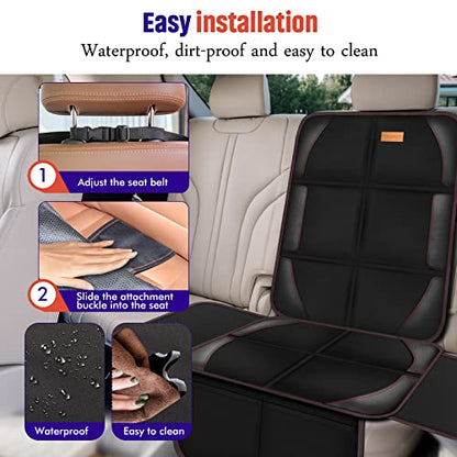 Bacgnyer Car Seat Protector, 1 Pack, Thickest Padded 600D Fabric Padding, Waterproof, Durable, Anti Slip Backing, Child Seat Protection, Suitable for Babies, Toddlers, Children - color: 1 Pack Black