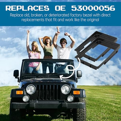 2-Pack Manual Transmission Shifter Bezels Compatible with Jeep Cherokee/Wrangler - Black
