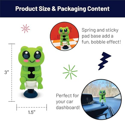 Frog on Toilet Dashboard Dancer – Hilarious Bobblehead Frog Scrolling on Phone – Funny Car Dashboard Toy – Soft Plastic with Adhesive Pad – Cute, Quirky Gag Gift for Drivers, & Office Desks - style: Frog Dancer