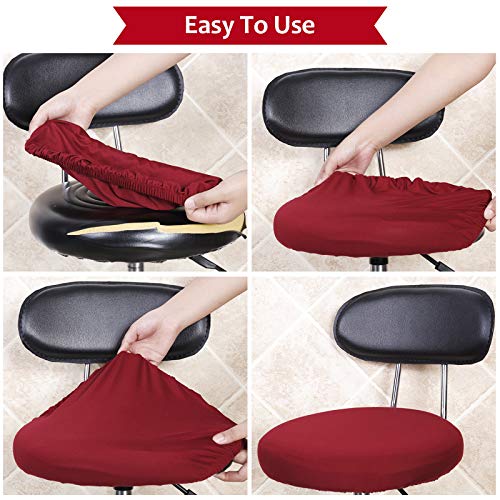 Tatuo Round Bar Stool Seat Covers Washable Stool Cushion Slipcover Elastic Bar Chair Covers for 14-17 Inch Chair (Red, 4 Pieces) - color: Red