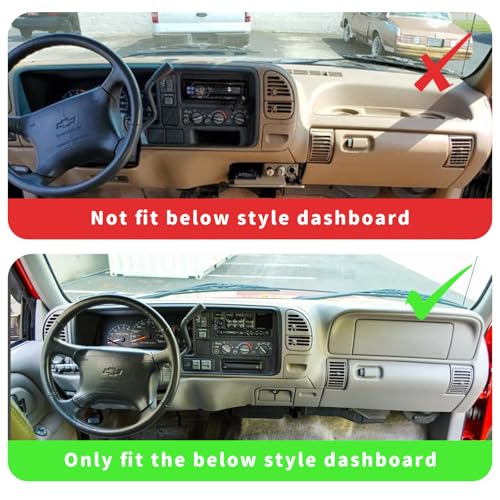 POSAID Dash Cover for 1997-2000 Chevy Chevrolet Silverado/GMC Sierra C1500 C2500 C3500 K1500 K2500 K3500, Dashboard Cover for 1997-1999 Chevy Tahoe/GMC Yukon, for 1999-2000 Cadillac Escalade, Black