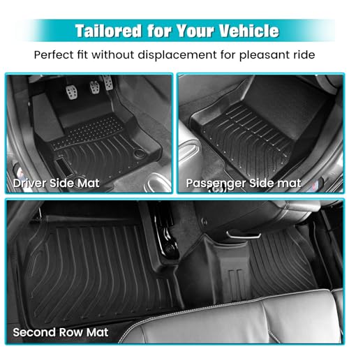 FREEMOTOR802 Compatible with 2012-2018 Ford Focus Floor Mats, Black 3D Molded Carpets Liner 1st 2nd Row Pad 3PC TPE Thermo Plastic Elastomer All Weather Protector - size: For Ford Focus (Except RS/Electric) 2012-2018