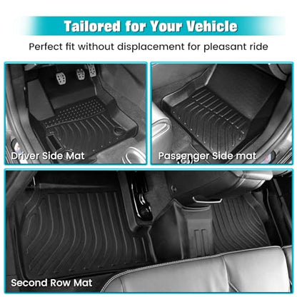FREEMOTOR802 Compatible with 2012-2018 Ford Focus Floor Mats, Black 3D Molded Carpets Liner 1st 2nd Row Pad 3PC TPE Thermo Plastic Elastomer All Weather Protector - size: For Ford Focus (Except RS/Electric) 2012-2018