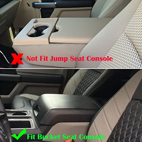 Zxiaochun Center Console Cover for Ford F150 2015-2020, F250 F350 F450 2017-2022 and Expedition 2018-2024 Leather Arm Rest Box Lid Middle Console Cover Armrest Box Protective Cover(Bucket Seat Only) - color: Bucket Seat Console