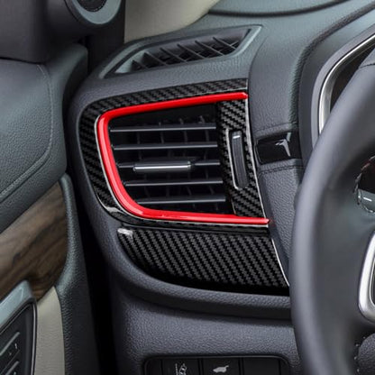 Car Air Vent Outlet Cover Decals for Honda CR-V 2017 2018 2019 2020 2021 2022 Accessories CRV ABS Carbon Fiber Stickers - color: Air Vent Outlet Cover, Black Red