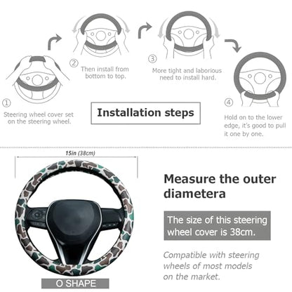 Army Dark Camo Steering Wheel Cover Auto Leather Steering Wheel Protector, Anti-Slip, Breathable, Absorbing Sweat, Universal Camo Car Accessories 14.5–15 inch,Fit for Most Car, Trucks, SUV - style: Army Dark Camo