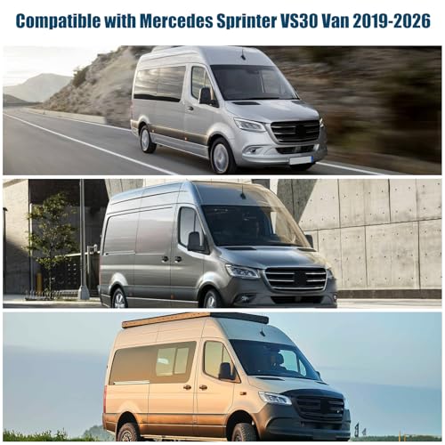 Windshield Sun Shade Customized for Mercedes Sprinter VS30 Van 2019-2026, 3PCS Foldable Car Windshield Cover Sun Protector for Front and Side Windows Reflect UV Privacy Protection - color: Front Window