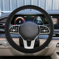 Elastic Stretch Steering Wheel Cover, Anti-Slip 15 inch Microfiber Odorless Breathable Ice Silk Car Steering Wheel Protector, Easy Carry, Warm in Winter & Cool in Summer (Black) - color: Black
