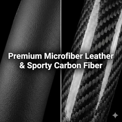 Carbon Fiber Steering Wheel Cover,Breathable Non-Slip Leather Protector,Universal 14.5-15 Inchs Fit for Cars,SUVs,Trucks,Durable,Wear-Resistant,All-Season Auto Interior Accessory (Style A 14.5-15inch) - size: Style A 14.5-15inch