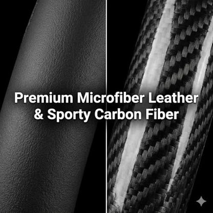 Carbon Fiber Steering Wheel Cover,Breathable Non-Slip Leather Protector,Universal 14.5-15 Inchs Fit for Cars,SUVs,Trucks,Durable,Wear-Resistant,All-Season Auto Interior Accessory (Style A 14.5-15inch) - size: Style A 14.5-15inch