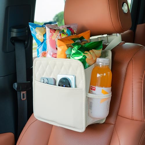 Car Seat Back Hanging Bag Car Document Holder Multi-Pocket Bottle Bag Storage Box Organizer Travel Tidy Pouch Pocket Kids Beige - color: Beige C