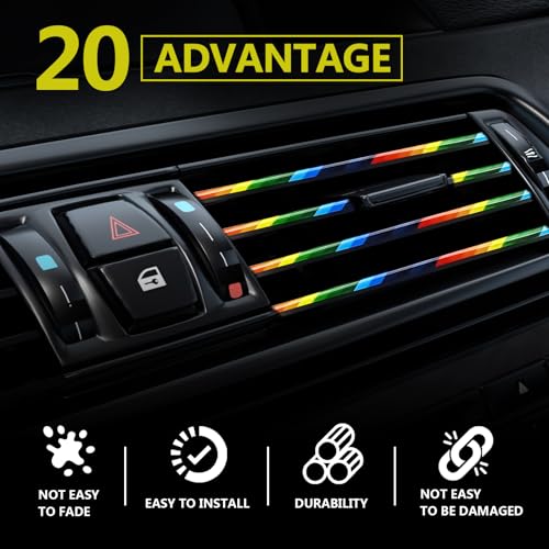 Automotive 20PCS Universal Car Air Conditioner Vent Trim Decoration Strip Bendable Vent Outlet Trim for Most Cars SUVs and Trucks with Straight Grilles, Rainbow - color: Rainbow