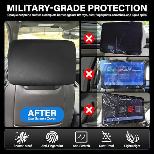 2-Pack Rear Seat Screen Protectors for 2021-2025 2026 Cadillac Escalade/GMC Yukon/Chevrolet Tahoe Suburban Storage Models, Neoprene Shockproof Covers Anti-Scratch Dust & Impact