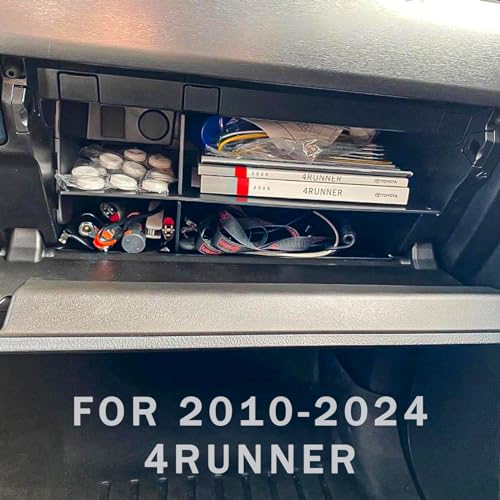 Glove Box Organizer Compatible with 4Runner 2010 2011-2019 2021 2022 2023 2024 and GX 460 2010-2024 Accessories, Insert Glove Compartment ABS Materials, Black