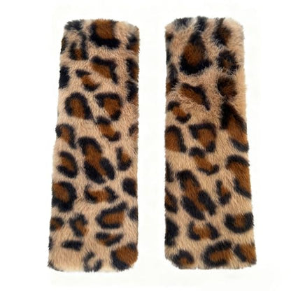 2 Pack Seat Belt Cover Pad, Soft Plush Leopard Print Seatbelt Straps Covers Seat Belt Shoulder Pads Car Interior Accessories for Car, Backpack