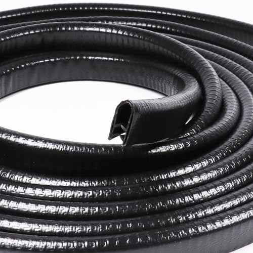 Black Edge Trim U-Channel Rubber Weatherstrip with Metal 1/2" X 3/8" - Fit Gap 3/64" to1/4 Car Door Edge Sealing Strip, PVC Weather Stripping Metal Edge Protector - 15Foot