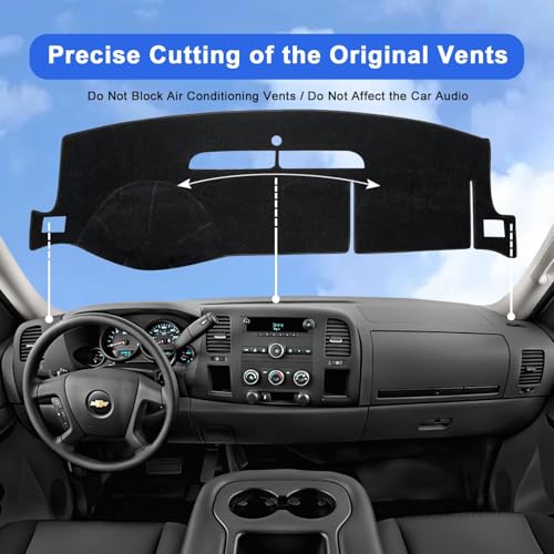 Dashboard Flannel Dash Cover Mat for 2007-2013 Chevy Chevrolet Silverado 1500 2500 3500 LTZ Flannel Custom Fit Silverado Dash Cover with 2 Glove Boxes (Silverado 2007-2013, Black, LTZ) - size: Flannel Silverado 2007-2013 Black LTZ-NEW