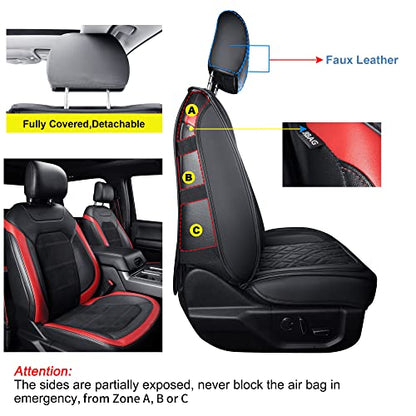 LUCKYMAN CLUB F150 Full-Set Seat Covers J03-Q3 with Waterproof Faux Leather, Fit 2015-2026 Ford F150 and 2017-2026 F250 F350 F450 (Full Set, Black) - color: Black, size: Full Set