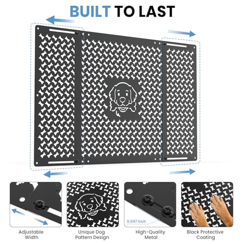 RV Screen Door Protector for Dogs, Adjustable Dog Head and Bone Design RV Entry Door Grille, Heavy-Duty Aluminum, Fits 18.07" to 33.64", Perfect for RV, Camper