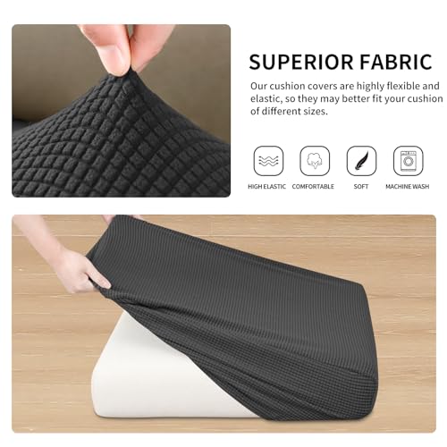 Easy-Going Stretch Individual Couch Cushion Cover Sofa Seat Furniture Protector Sofa slipcover Soft Flexibility with Elastic Bottom(2 Piece Cushion Sofa, Dark Gray) - color: Dark Gray, size: 2 Cushion Sofa