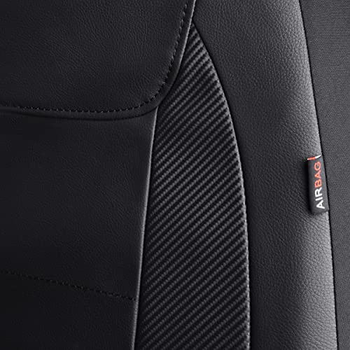 Flying Banner car seat Covers Protects Water Proof Faux Leather Carbon Fiber Fronts Solid Black (Solid Black, Front Pair) - color: Solid Black, size: Front Pair -- 2PCS