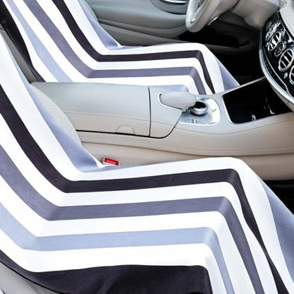 Hahafelt 2 Pack Car Seat Towel Covers with Storage Bag, 63 x 32 Inch Universal Non Slip Waterproof Sweat Protector for Car Truck, Gym Swimming Running, Machine Washable (Black Vertical Stripes) - style: Black Vertical Stripes