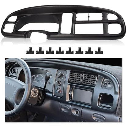 PIT66 Dash Board Bezel Cover Compatible with 1998-2001 Dodge Ram Truck Dashboard Cover w/Clips 68042746AC 5GK51DX9AA 5EU11DX9AB - size: 1998-2002 Dodge Ram(Without Vents)