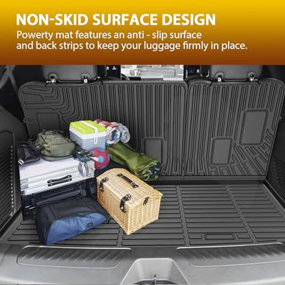 Floor Mats for 2021-2025 2026 Chevy Chevrolet Suburban/GMC Yukon XL 7 Seats Accessories, All Weather TPE Cargo Liner Seat Back Covers with Door Sill Guards Protectors,Full Coverage Set - size: 2)Chevy Suburban/GMC Yukon XL 7S｜21-26｜Full Set