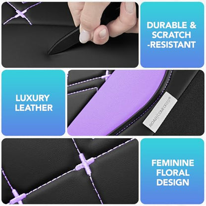 Road Comforts Seat Covers, Premium Leather Car Seat Covers Front Seat for Women Girls,Airbag Compatible, Automotive Seat Covers Universal Fit Most Cars,Vans,Truck,SUV - color: Purple Front