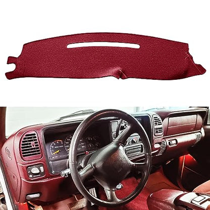 Dash Cover Custom Fit for 1997-2000 Chevy Chevrolet Silverado/GMC Sierra C1500 C2500 C3500 K1500 K2500 K3500, 1997-99 GMC Yukon/Chevy Tahoe Suburban, Dashboard Mat Pad Carpet (97-98, Maroon) Y57 - color: 97-98 Maroon
