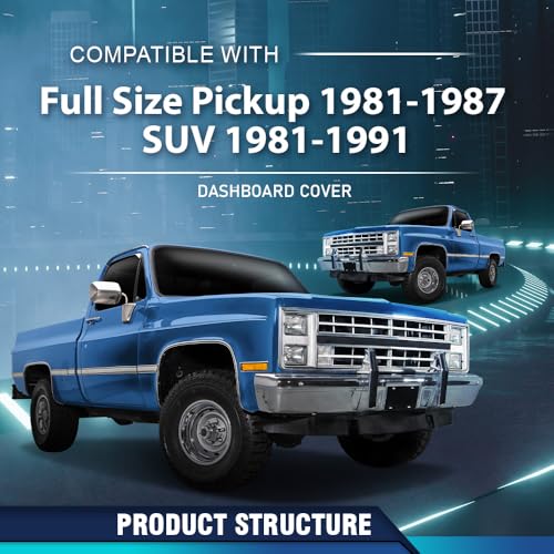 PIT66 TPE Dash Cover Dashboard Panel Fit GMC Chevy Full Size Pickup 1981-1987, Fit GMC Chevy SUV 1981 1982 1983 1984 1985 1986 1987 1988 1989 1990 1991 Dark Blue - size: 1981-1991 GMC Chevy SUV(Dark Blue)