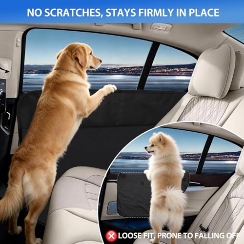 [2 Pack] Car Door Protector for Dogs, Fits Full-Size SUVs & Trucks, 20% Larger Anti-Scratch PU Leather Door Guard with Stay-in-Place Metal Inserts, Includes Bonus $9 Dog Safety Seat Belt - Black