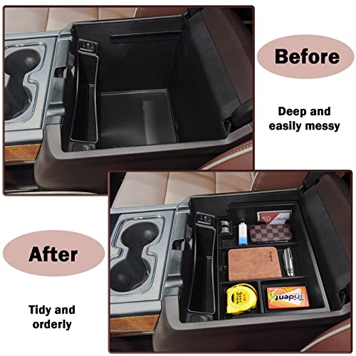 Full coverage Center Console Organizer Compatible with 2014-2018 GMC Sierra 1500 /Chevy Silverado 1500 Accessories 2015-2020 Yukon XL/Tahoe Suburban Insert Armrest Storage ABS Plastic, Black - color: black