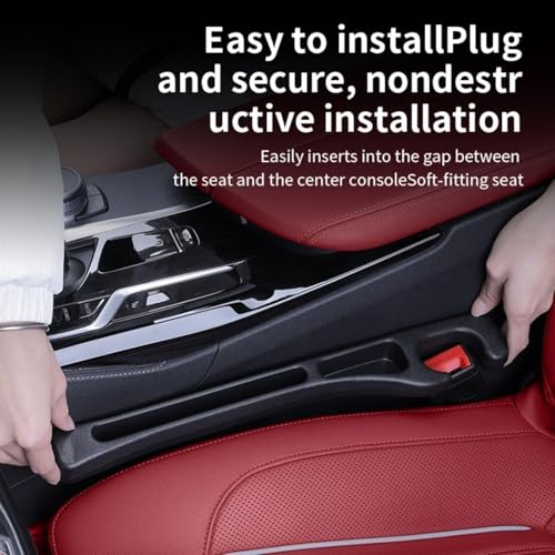 Car Seat Gap Filler 2 Pack, Universal Car Seat Gap Organizer, Fit for Car Seat Gap Width 0.9-1.3 Inches, Car Seat Side Gap Plugger Anti-Drop Device for Most Cars SUV Truck (Black)