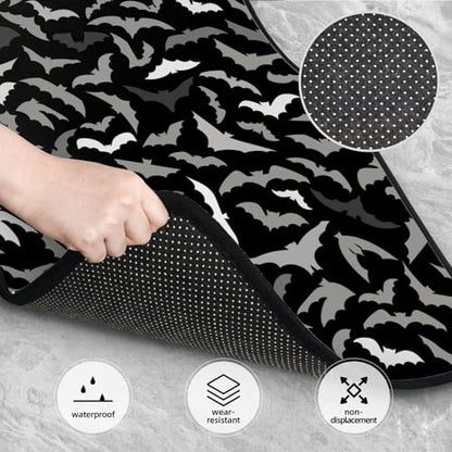 4 Pcs Waterproof Car Floor Mats - Anti-Slip Car Mats Full Set Gray Flying Bats Halloween Universal Fit Car Carpet, Car Accessories Interior for Car, Truck, SUV