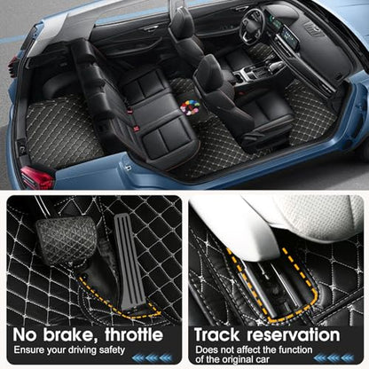 Customized car Floor mats are Suitable for 99% of Vehicle Models (sedans/Trucks/SUVs), Anti-Slip Floor mat Leather Set Provides Comprehensive Protection for the Original car Carpet. (Black=)